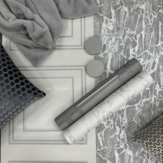 Cool Tones, Classic Beauty: Silver Grey Panels and Marbles Wallpapers on Mood Board Monday