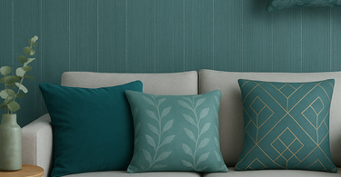 Transform Your Home with Teal: Wallpaper & Cushion for an Elegant Look