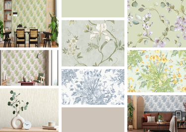 Rosalie, Dancing Iris and Chelsea Ferns Floral Wallpapers