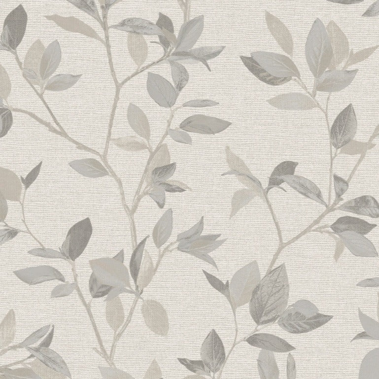 Silver Birch Silver/Neutral Wallpaper - Elegant Grey Leaf Design 