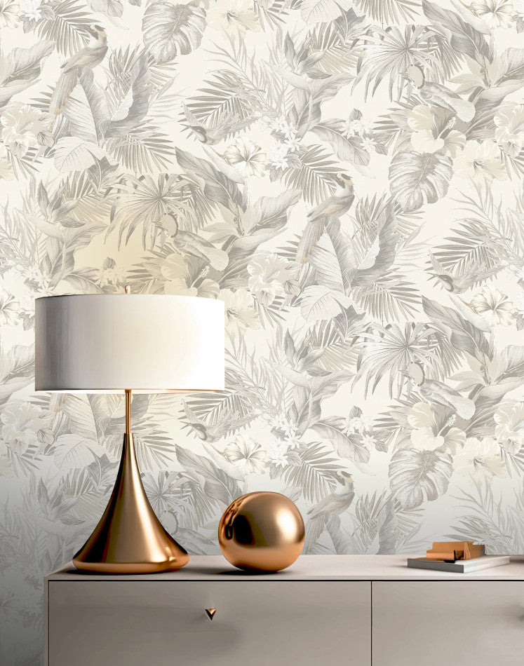 Paradise Birds Neutral Wallpaper | Tropical Design | 539080