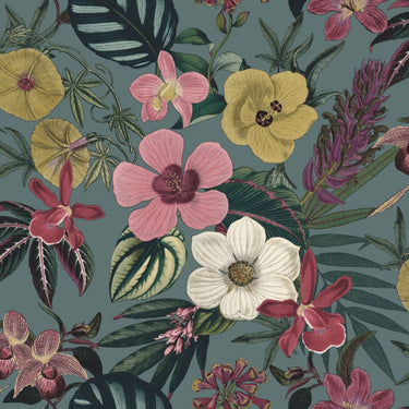 Priyal Floral Teal Wallpaper | Rasch Wallcoverings | 284279