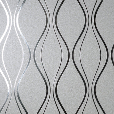 Platinum Contour Wave Silver Wallpaper | Fine Decor | FD42800