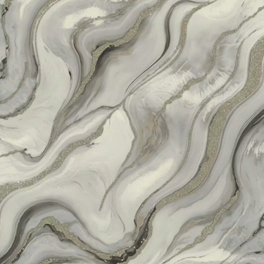 Factory VI - Marmorea Marble Silver Wallpaper