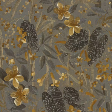 Floral Boutique Grey & Ochre Wallpaper