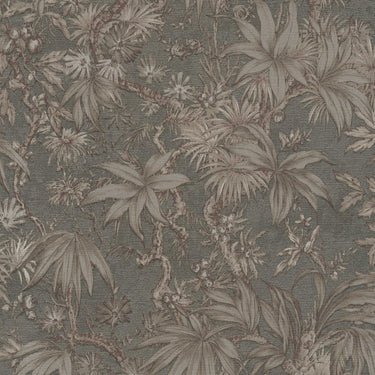 History of Art 2 - Luxury Tropical Charcoal & Taupe Wallpaper