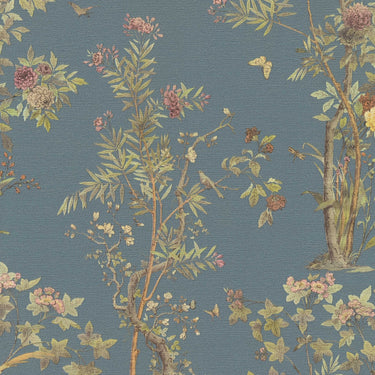 History of Art 2 - Paradise Garden Floral Blue Wallpaper