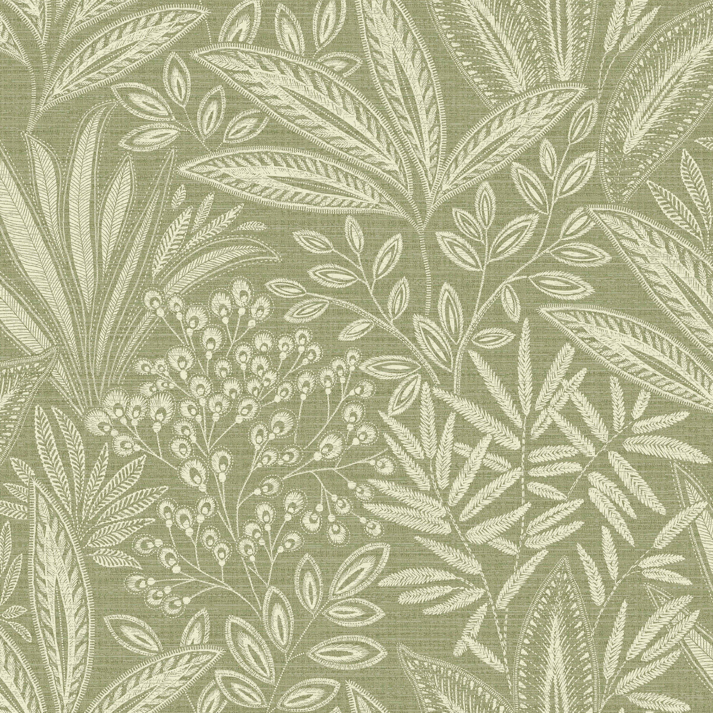 Sahara Leaf Fern Green Wallpaper | Fern Patterned Wallpaper | M1780