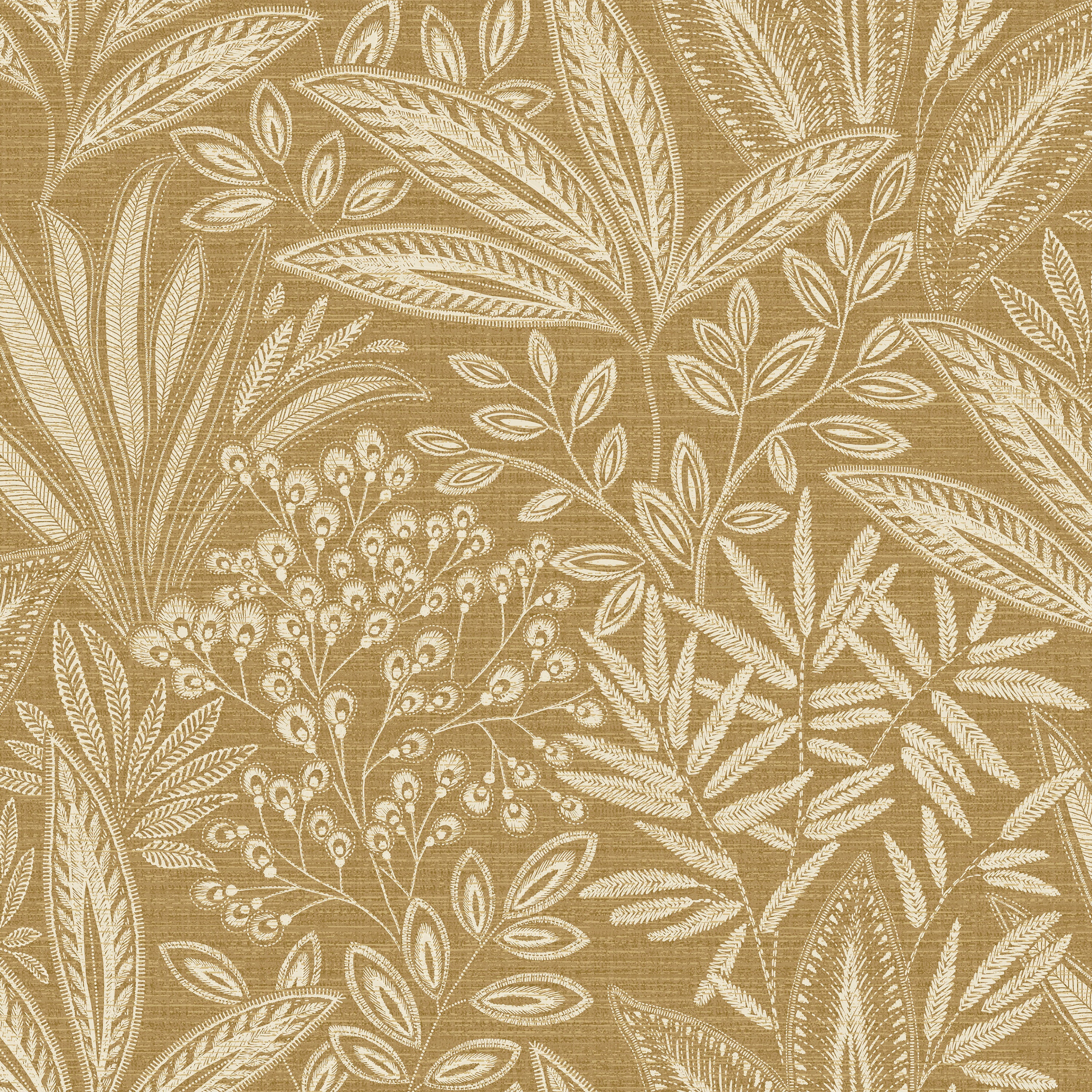 Sahara Leaf Fern Ochre Wallpaper | Fern Patterned Wallpaper | M1781