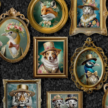 Regal Beasts Charcoal Wallpaper