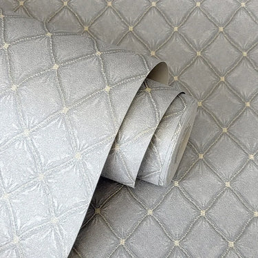 Santina Quilted Fabric Effect Silver Grey Wallpaper