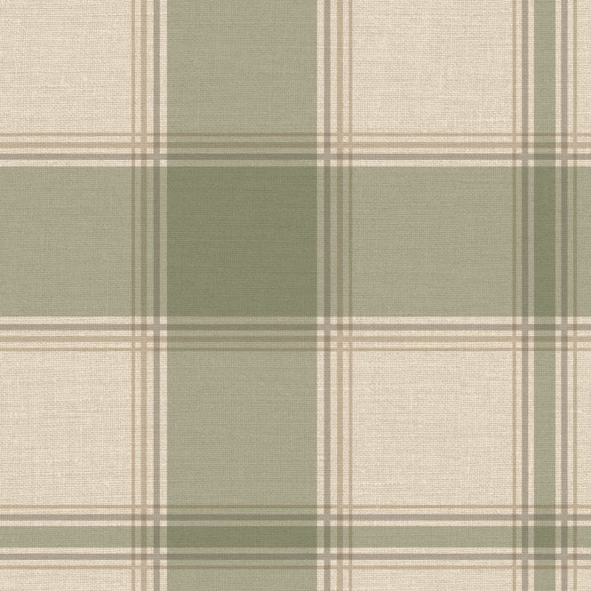 Carmella Check Green Wallpaper - Fabric Effect Wallpaper - GB7159