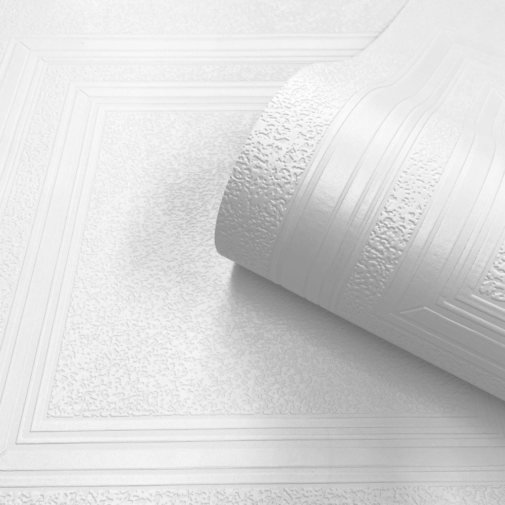 Richmond Textured Panel White Paintable Wallpaper