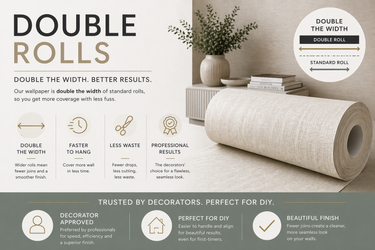 Double Roll Wallpaper Collection – 10m Long, Extra Wide Rolls for Faster, Easier Decorating