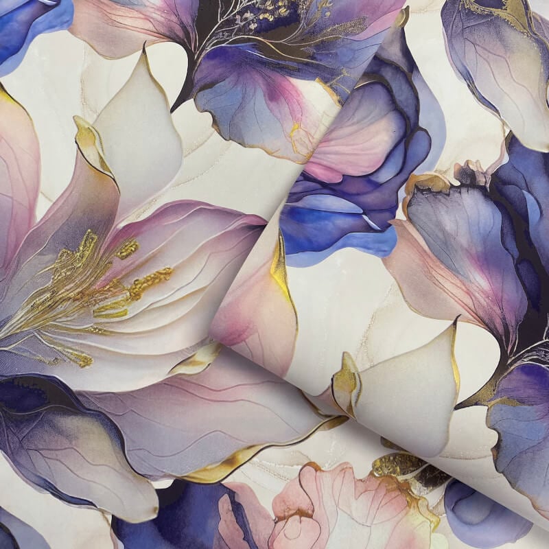 Elysian Floral Multicoloured - Floral Marble Wallpaper - Nobletts