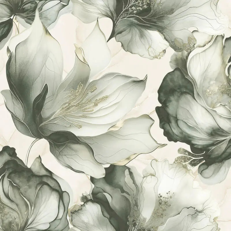Elysian Floral Green and Gold Wallpaper - Floral Marble Wallpaper 