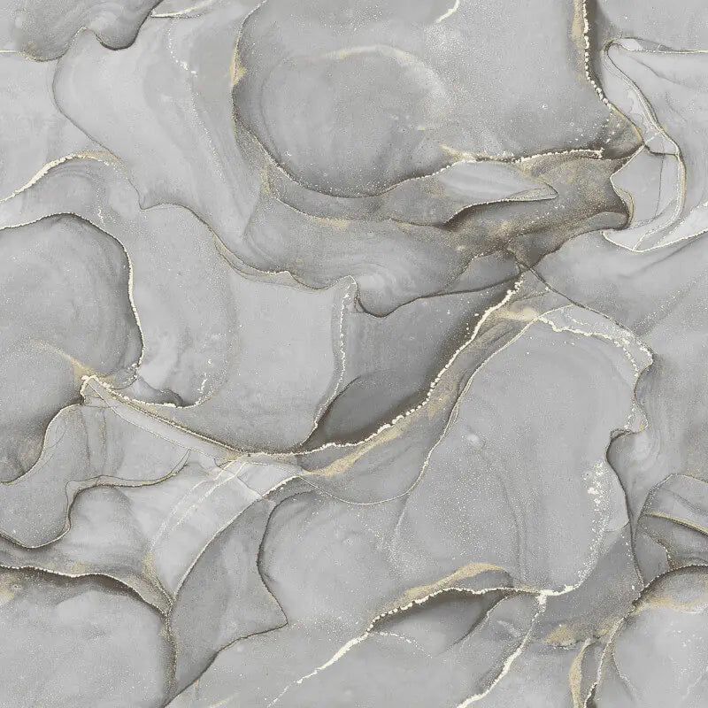Elysian Marble Black and Grey Wallpaper - Floral Marble Wallpaper
