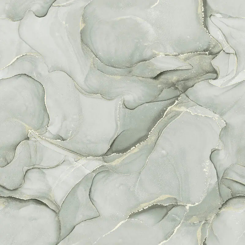 Elysian Marble Green and Gold Wallpaper - Floral Marble Wallpaper