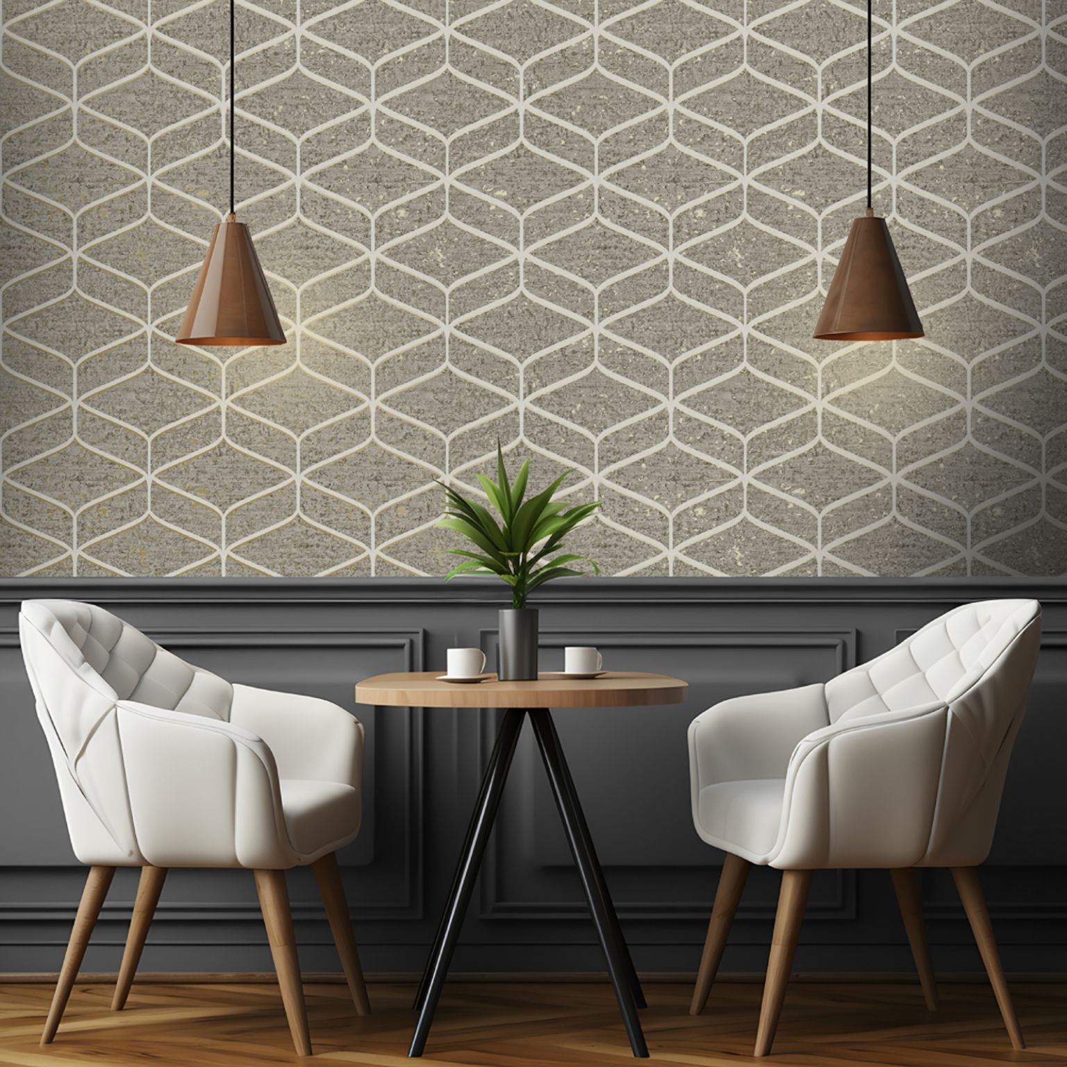 Linear Concrete Brown Wallpaper Room Set