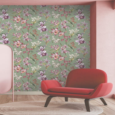 Maya Sage Floral Wallpaper | Rasch Wallcoverings | 283654