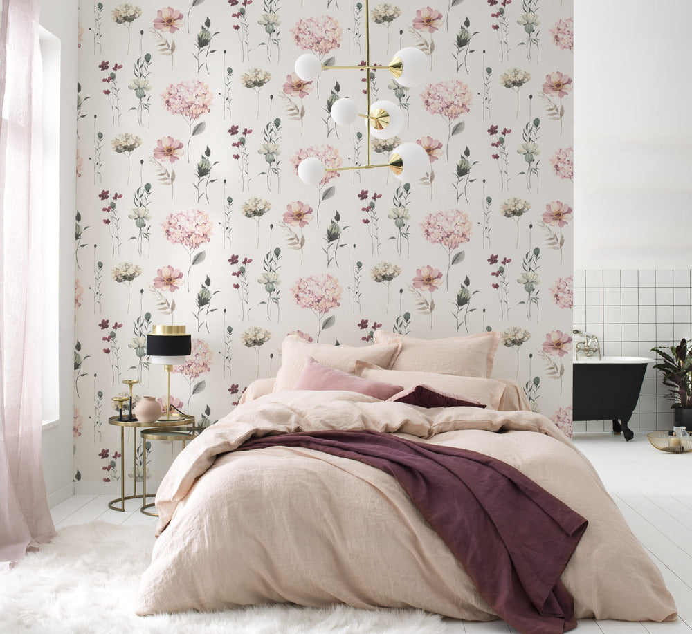 Floral Pink and Green Wallpaper| Rasch Wallcoverings | 300642