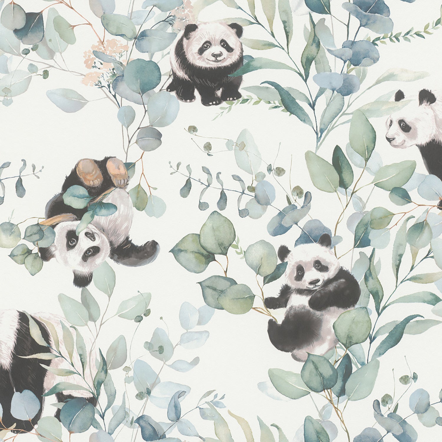 Panda Play Green and Cream Wallpaper | Rasch Wallcoverings | 301144