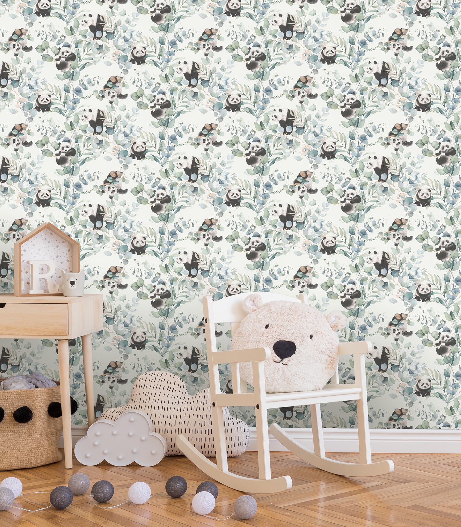 Panda Play Green and Cream Wallpaper | Rasch Wallcoverings | 301144