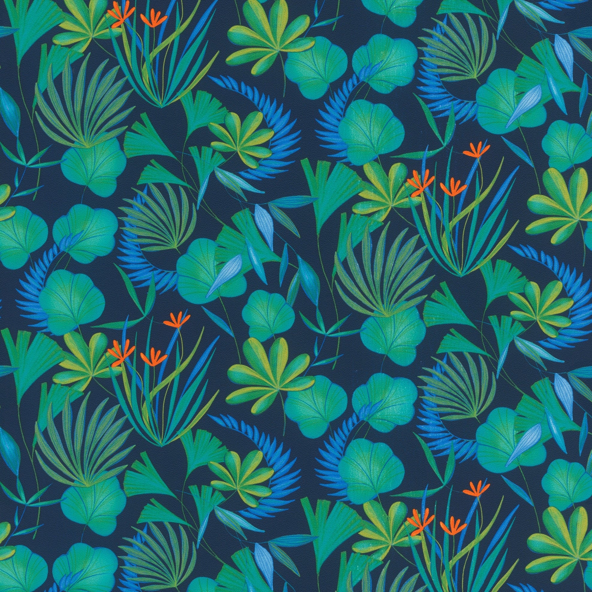Botanical Blue Wallpaper | Tropical Theme Wallpaper | 466607