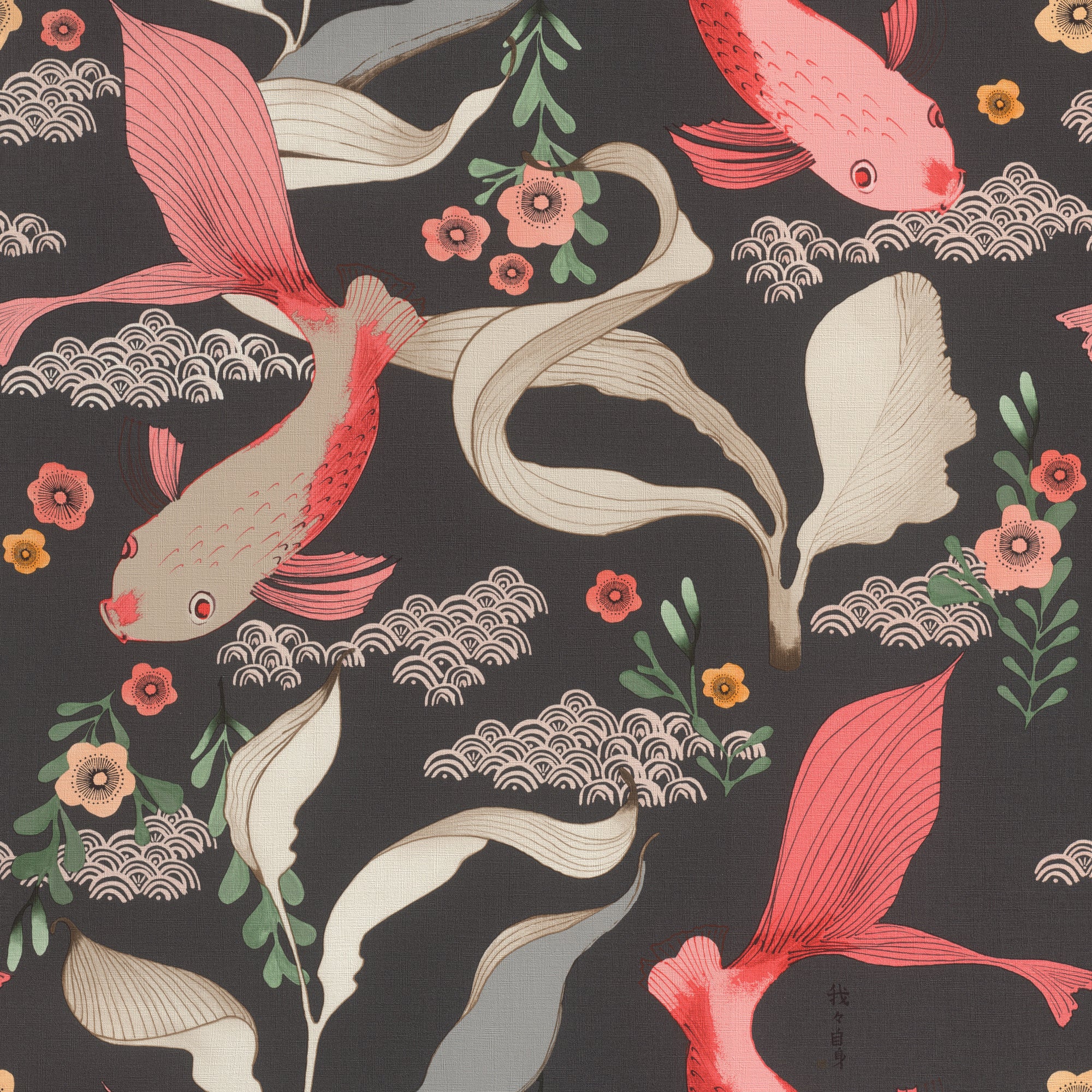 Koi Carp Black Wallpaper | Oriental Theme Wallpaper | 539851