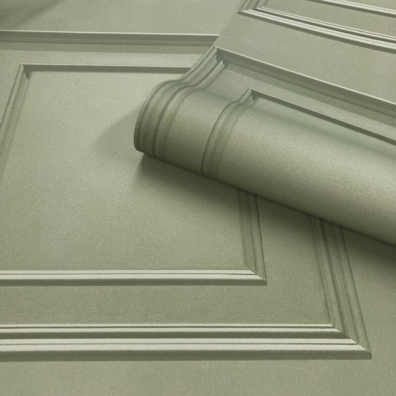 Oliana Panel Sage Wallpaper in Room Setting