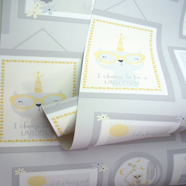 Animal Frames Yellow/Grey Wallpaper | Holden Wallcoverings | 90970