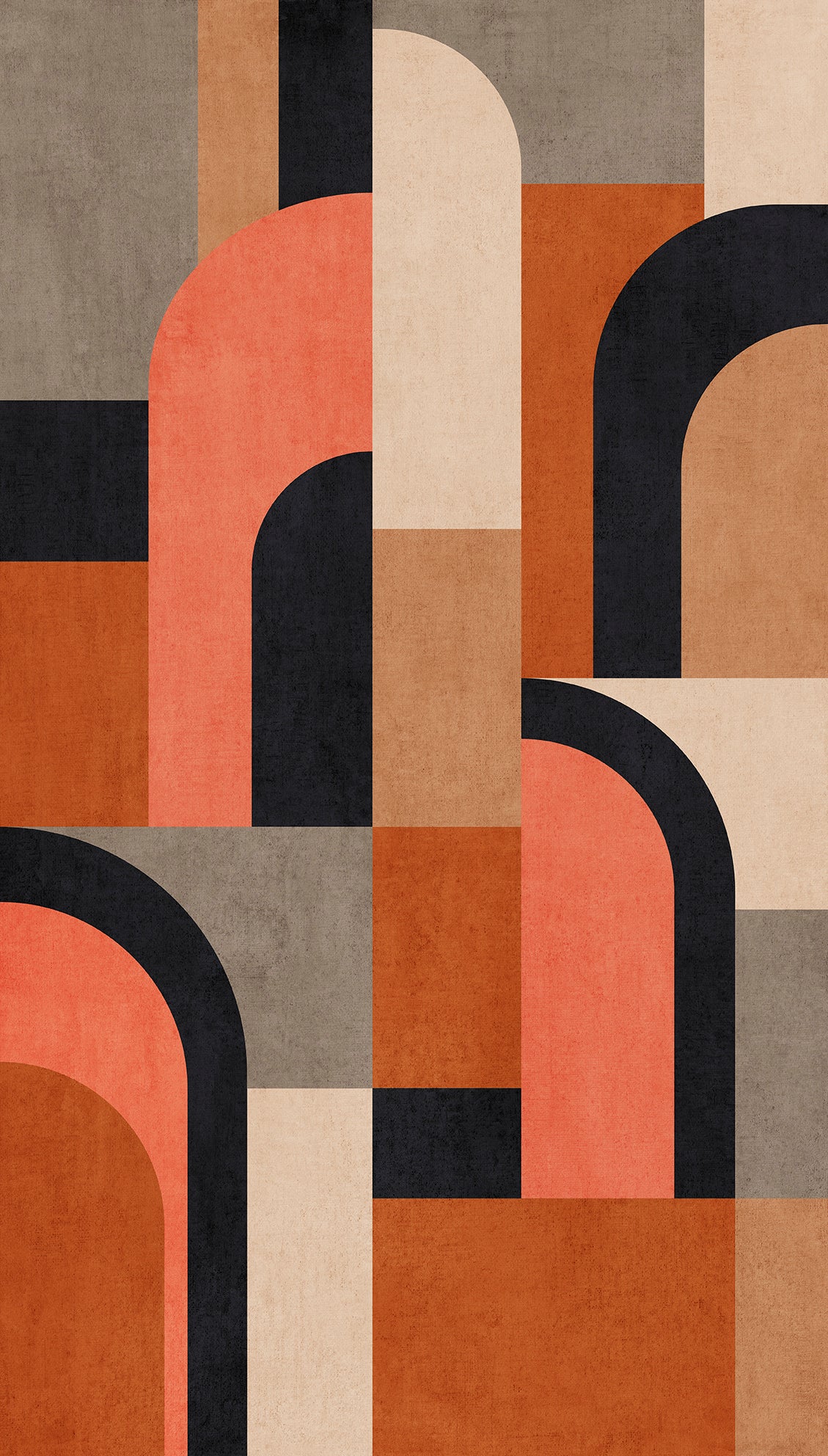 Modernism Shapes Mural Wallpaper in Room Setting