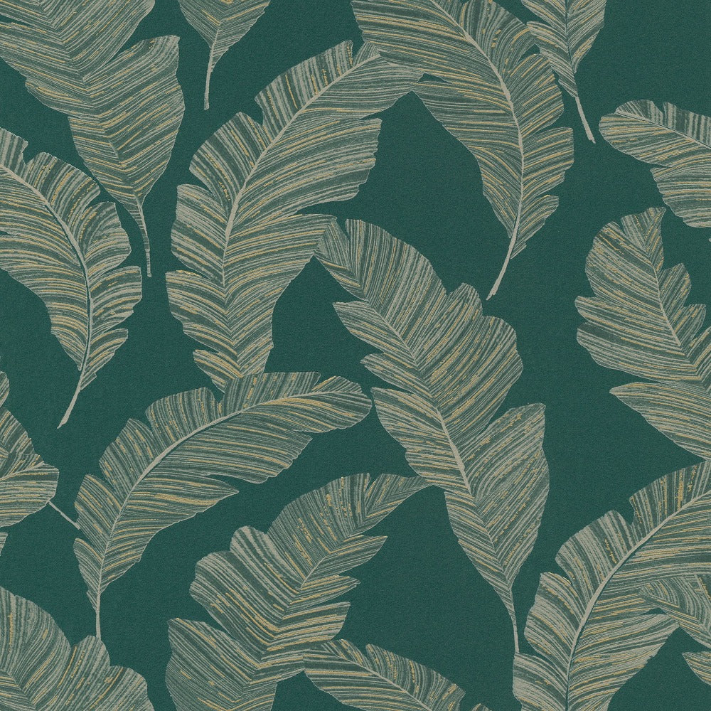 Vertical Art Tempo Sila Leaf Green Wallpaper | Grandeco | A62202