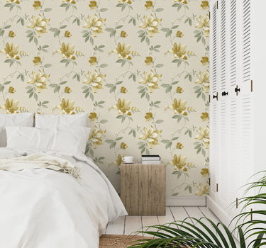 Adeline Floral Yellow Wallpaper