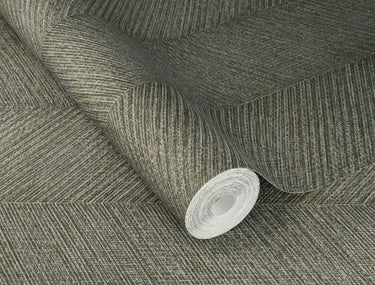 Amara Diagonal Weave Green and Grey Wallpaper