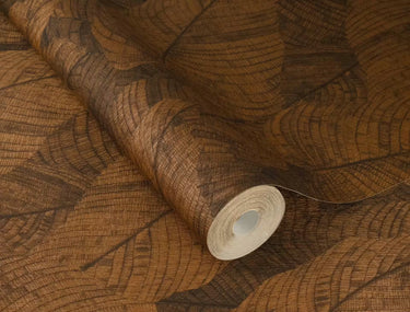 Amara Leaves Brown and Bronze Wallpaper