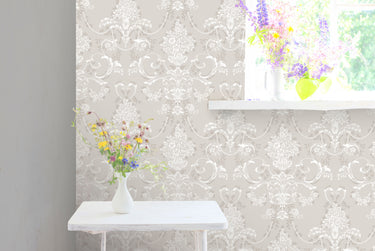 Amie Damask Mushroom Wallpaper

