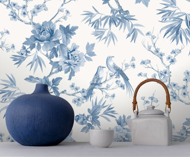 Amie Jardin Chinoiserie Cobalt Blue Wallpaper


