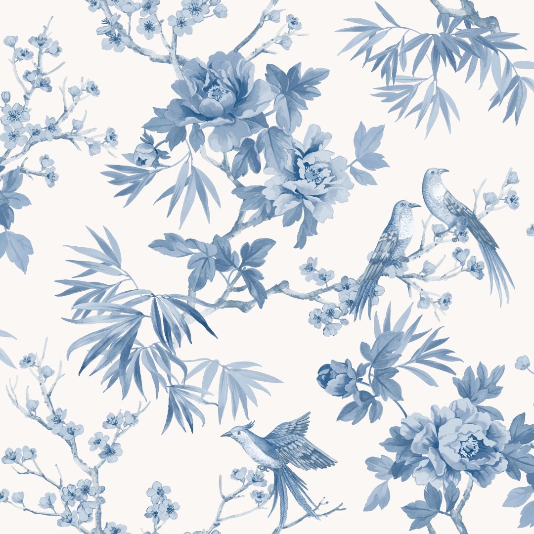 Amie Jardin Chinoiserie Cobalt Blue Wallpaper