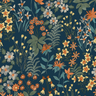 Arcadia Agnala Classical Flowers Blue Wallpaper