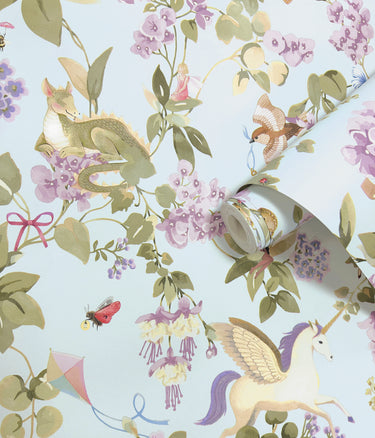 Away With The Fairies Sky Blue Wallpaper