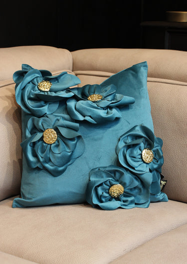 Paul Moneypenny Blooming Petal Teal Cushion