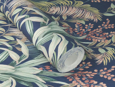 Botanical Palm Navy Blue Wallpaper