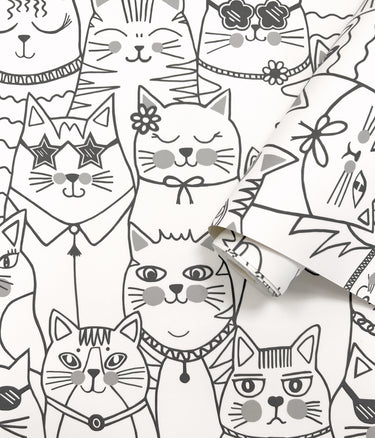 Colour-Me Cats Black/White Wallpaper