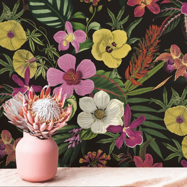 Priyal Floral Black Wallpaper | Rasch Wallcoverings | 284262