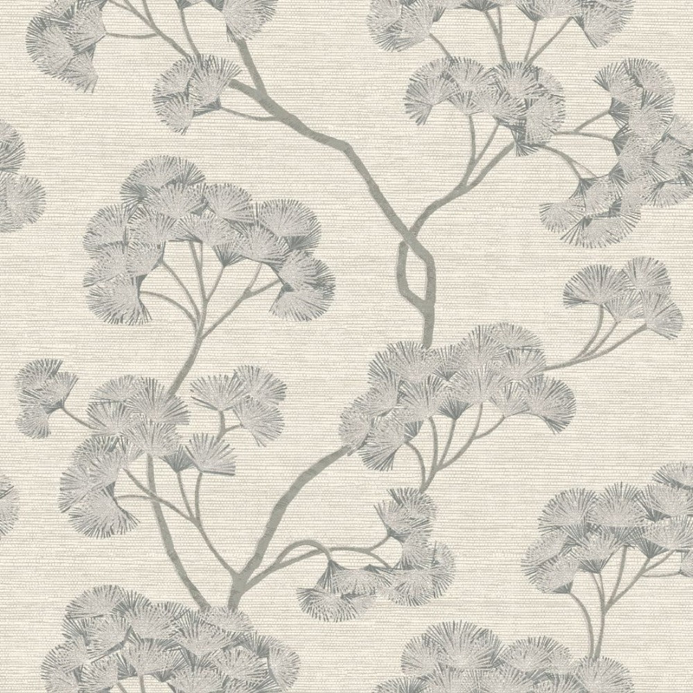 Ginkgo Grey and Silver Wallpaper | Rasch Wallcoverings | 316025