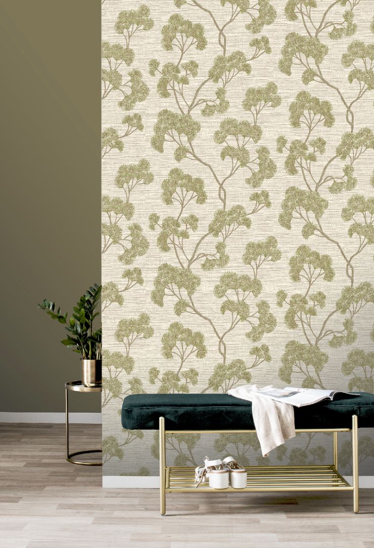 Ginkgo Green Wallpaper in Hallway