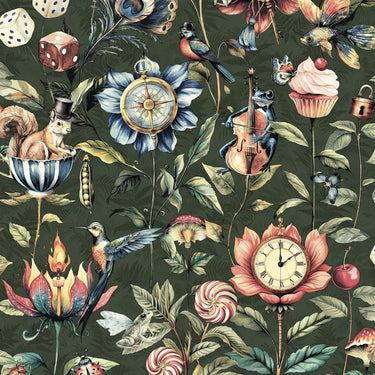Curious Creatures Green Wallpaper