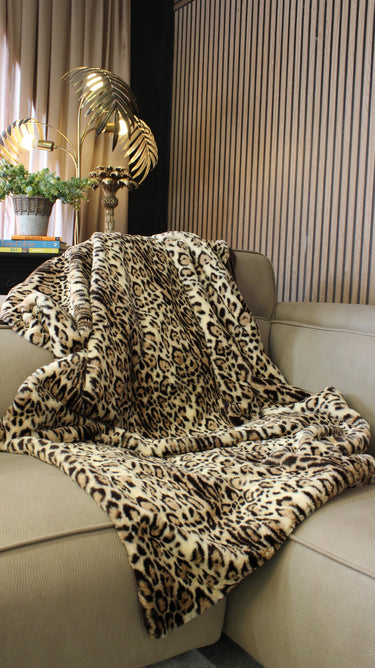 Deaf Leopard Faux Fur Throw