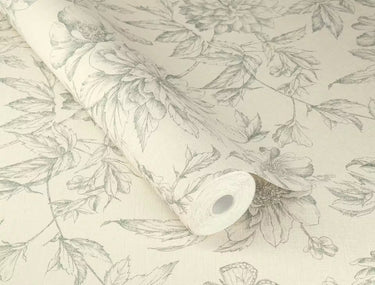 Delicate Floral Sage & Natural Wallpaper